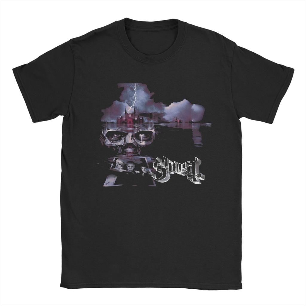 Unika Ghost Band Världsturné Skeletour 2025 T-shirts Herr Rundhalsad Bomulls-T-shirts Musik Kortärmad T-shirt 4XL 5XL Kläder