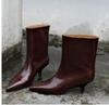 2025 Autumn and Winter New Fashion Versatile Niche French Retro Pointed Thin Heel Sleeve Cat and Short Boots Women's Hundred