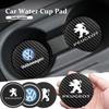 2Pcs Leather Coaster Anti-noise Water Cup Pad Cushion For Peugeot For VW GTI Polo Golf MK7 Passat B6 B8 Tiguan ID.3 Jetta T-ROC. DC6U