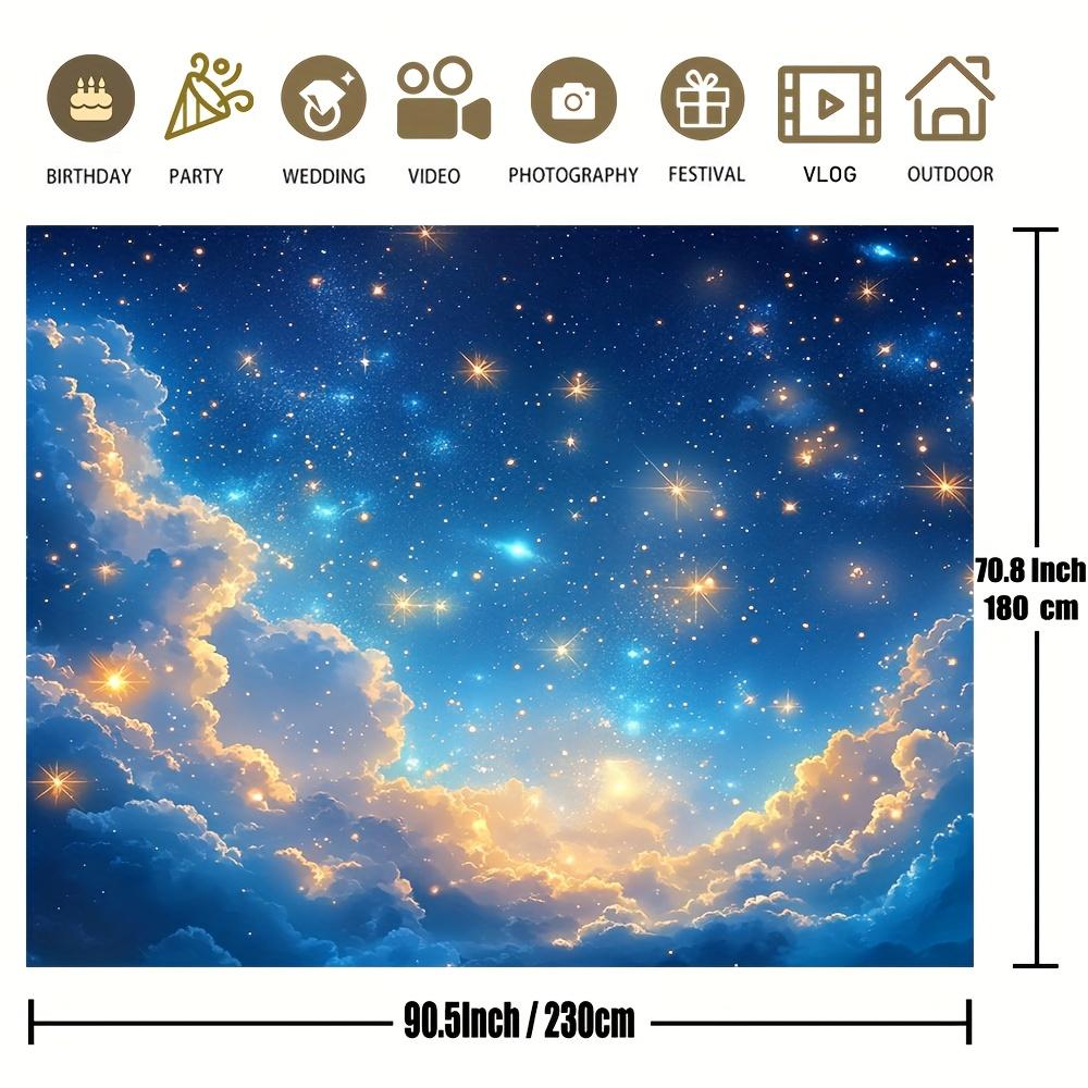 2D Flat, Tapestry 2D Flat Banner, 1pc, 1pc Starry Sky Background Cloth- 100% Polyester Self-Adhesive Celestial Night Scene Decor