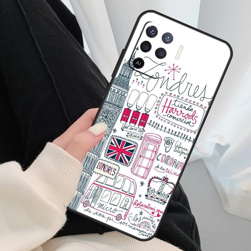 London Bus England Big Ben For OPPO Find X3 X5 Pro A5 A9 A31 A53 A15 A16 A52 A72 A83 A91 A93 A94 A54 A74 A53S Case