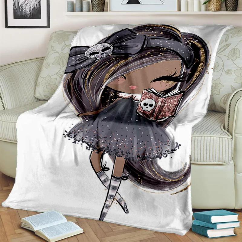 Cute Ballet Girl Ballerina Fairy Cartoon Blanket,soft Throw Blanket for Home Bedroom Bed Sofa Picnic Office Cover Blanket Kids