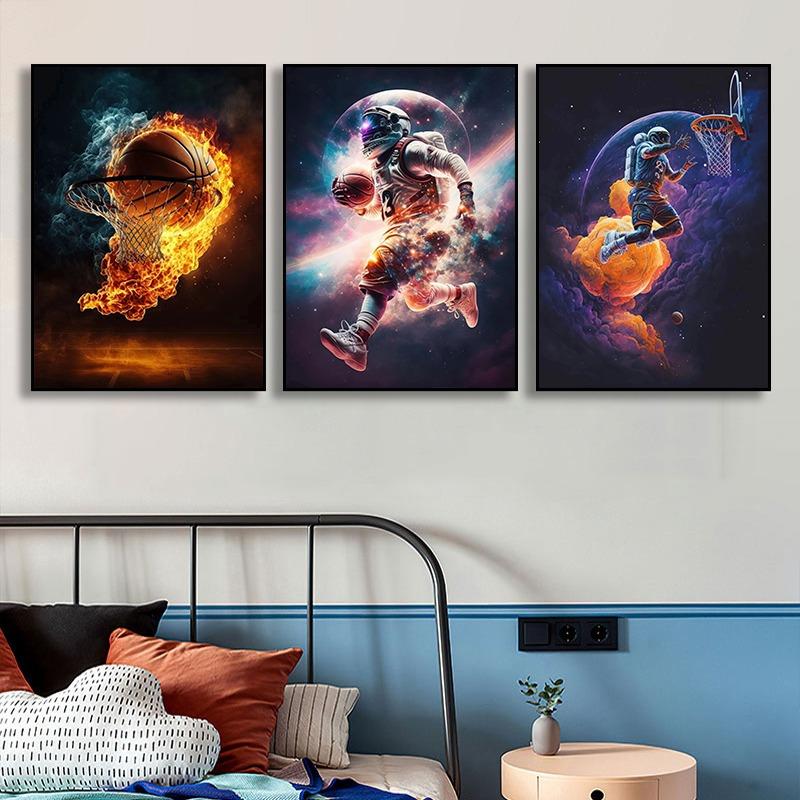 Nordic Colorful Sport Basketball Posters Prints Canvas Painting Sports Wall Art Picture for Kid Teen Boys Gift Room Gym Decor