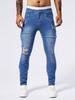 Kayiyasu Skinny Cargo Stretch Denim Plus Sizes Stylish for and Winter Men's Jeans, Pants, S-2XL, Buttoned, Cotton, Spring, Summer, Fall, (2XL Blue)