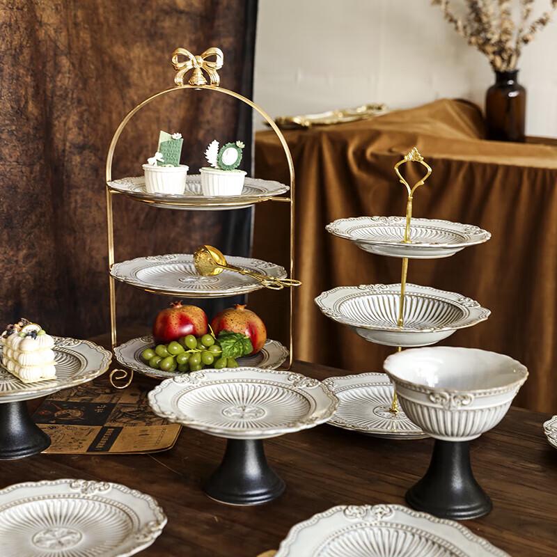 JingCaiDun Европейская керамическая 3-ярусная подставка для десертов с золотой бабочкой