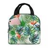 Tropical Green Leaves And Flowers Pattern Insulated Lunch Bag for Women Kids Portable Food Boxes Thermal Lunch Box Tote