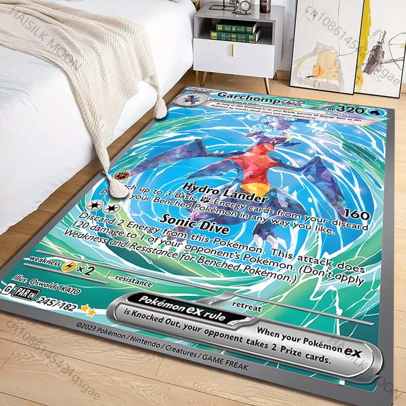 Wiele rozmiarów Dywan z nadrukiem karty Pokémon Garchomp do salonu, sypialni, pokoju dziecięcego, wystroju domu, dywanik obszarowy, narzuta na sofę, przedpokój, mata do zabawy
