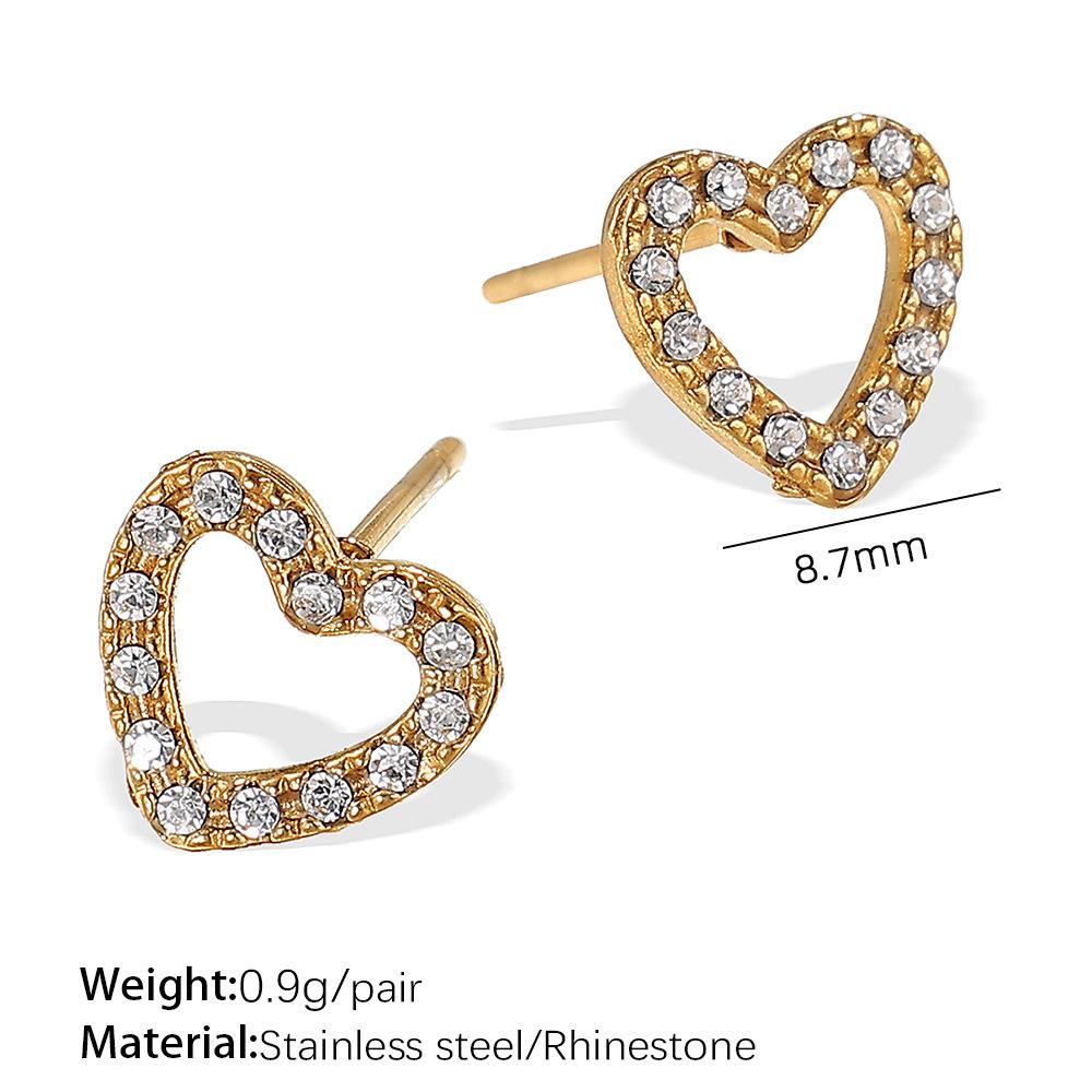 Stainless Steel Sequined Stud Earrings Jewelry Light Luxury High-End Earrings Female Moon Crown Shape Stud Earrings