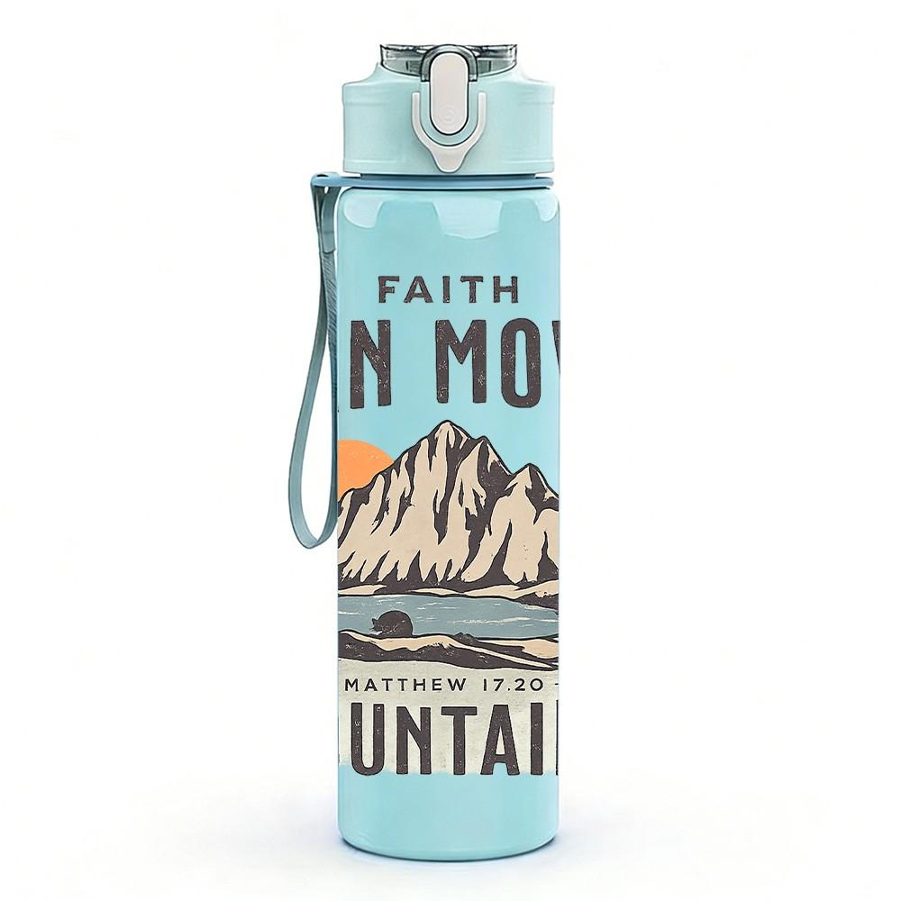 1PC Cat Can Move Mountains Quote Print 750ml Color Plastic Sports Water Bottle Leakproof Flip Straw Lid Suitable for Sports Office Home Use