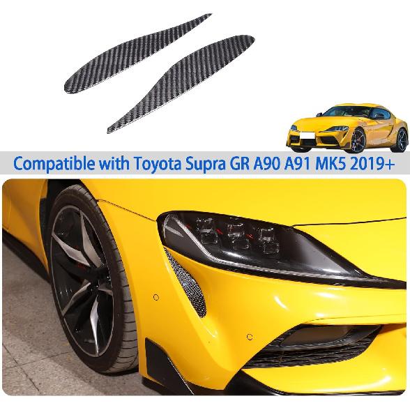 Soft Carbon Fiber Hood Vent Cover Trim Fit for Toyot@ Supra GR A90 A91 MK5 2019-2025, Headlight Side Vent Outlet Cover Trim, Side Air Conditioning