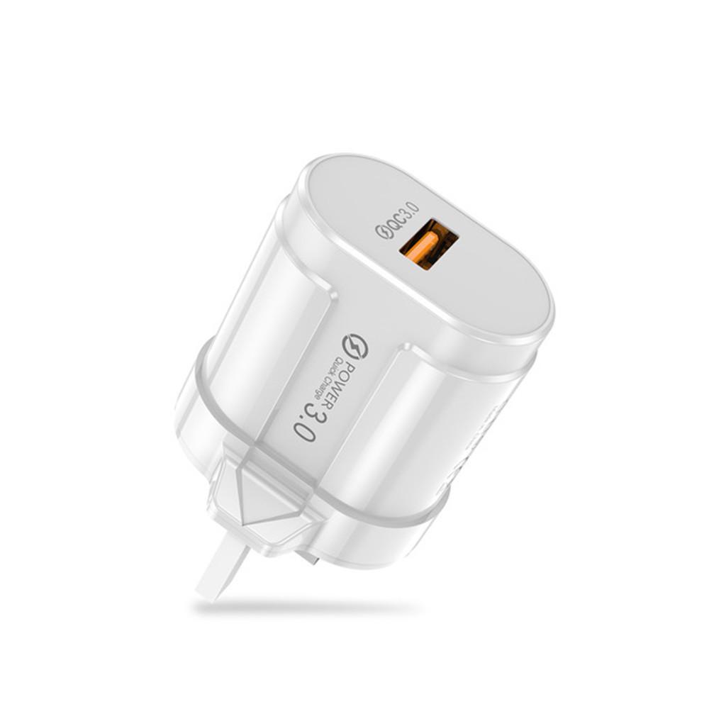 18W QC3.0 Fast Charging Single Port Travel Phone Charger Plug