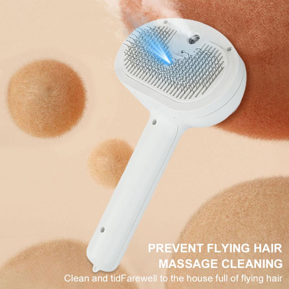 Steamy Pet Brush with Release Button Cat Grooming Brush Rechargeable Pet Grooming Brush for Long and Short Hair Dogs and Cats