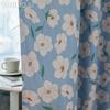 1PC LOZUJOJU Literary Pastoral Style Blue Flower Printed Curtain Full Blackout Curtains for Bedroom Living Room Balcony Window for Home Decor