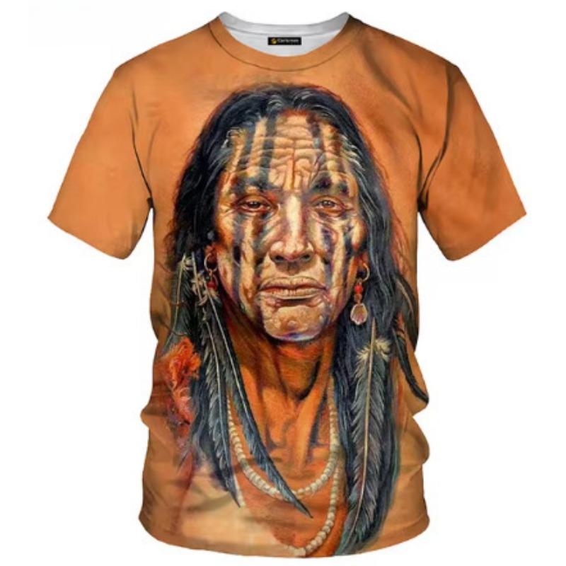 Indian 3D T-shirt Men's Casual O-neck Short Sleeve Indian Culture Printed Casual Summer Casa T-shirt