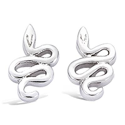 [C6952] - Silver 'Mythical Snake' Silver Earrings (rhodium-plated) - 7x12 Mm