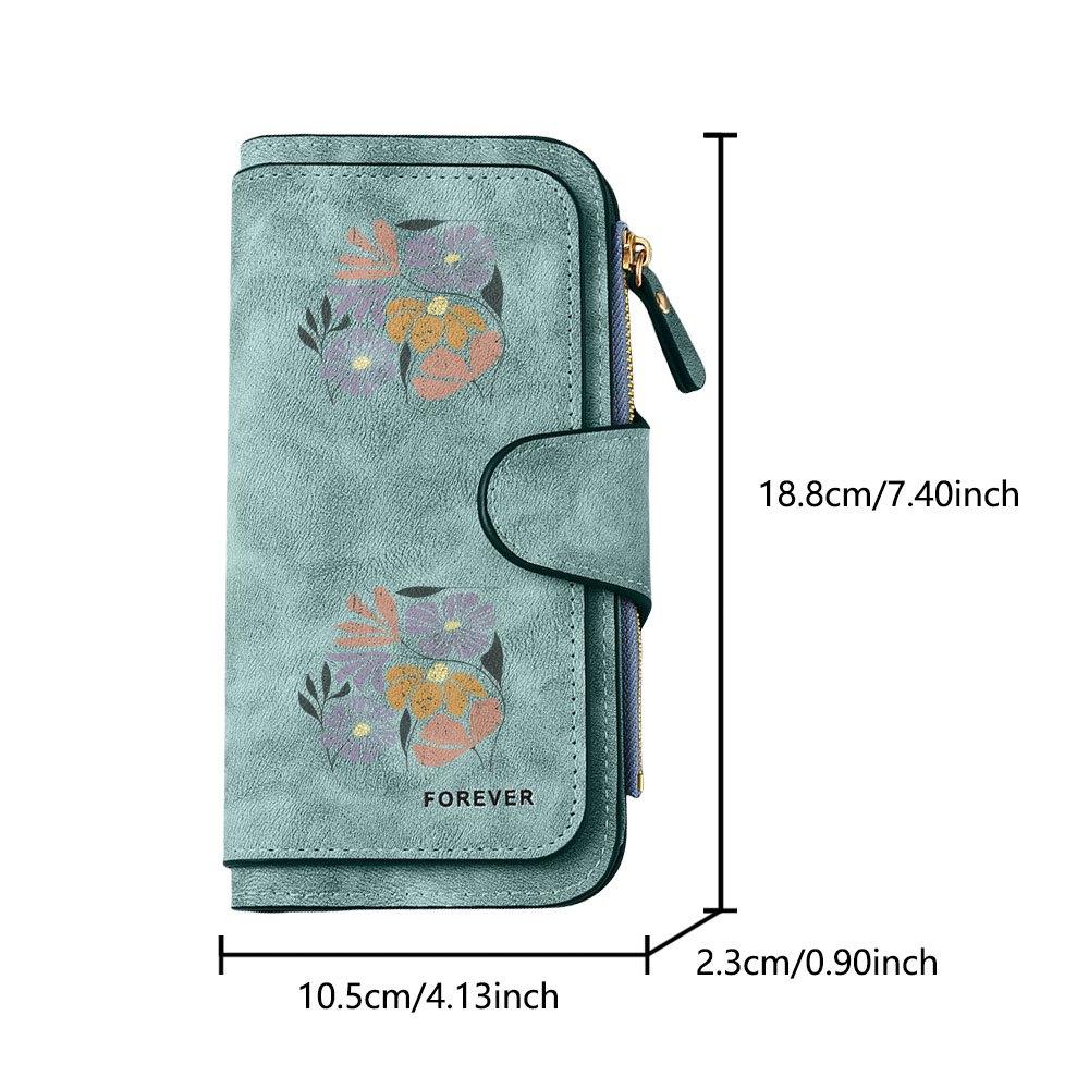 Vintage Floral Pattern Long Zipper Wallet, Large-capacity Card Holder, Unisex Clutch Bag, Stylish Zippered Coin Purse, Suitable for Daily Use, a