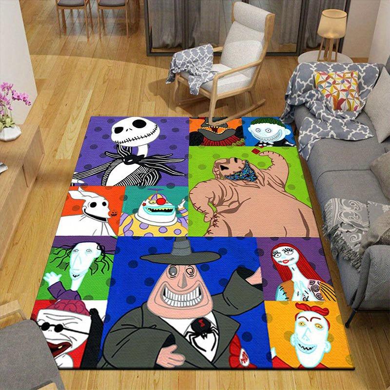 1pz Tappeto Area Tappeto con Fantasia Jack Skellington Antiscivolo Lavabile a Mano Tappetino per Pavimento Adatto per Soggiorno Camera da Letto Decorazioni per la Casa Decorazioni per la Stanza