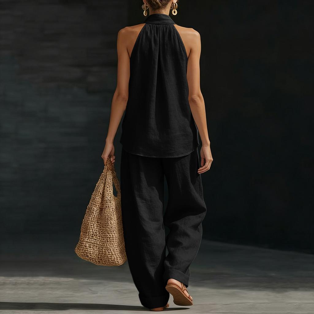 Women's Fashion Sleeveless Loose-Fitting Off-the-Shoulder Casual Two-Piece Set