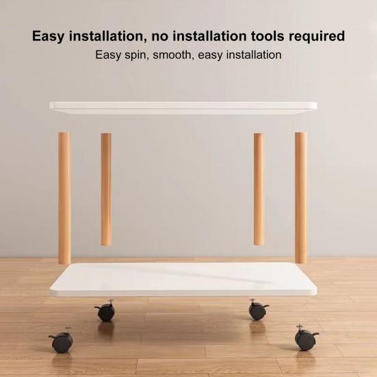 End Table Rectangle Side Table Wood Night Stand with 2-Tier Storage Shelf Living Room Small Coffee Table Wood Finish Bedside Table