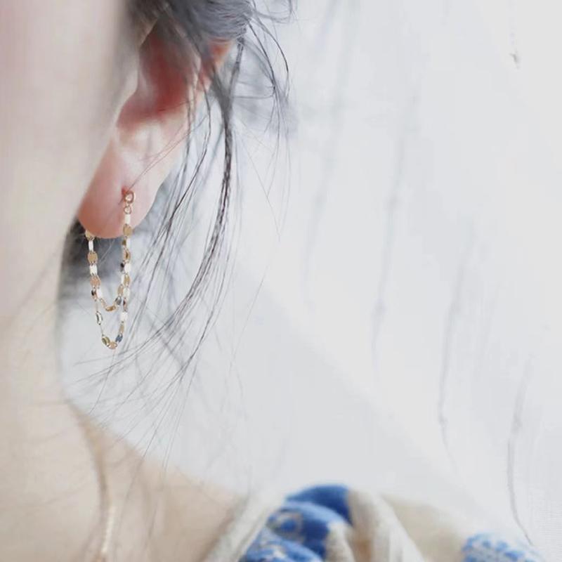 925 Sterling Silver Simple Style Earrings Personalized Chain Style Women Earrings Birthday Gift for Friends Exquisite Jewelry