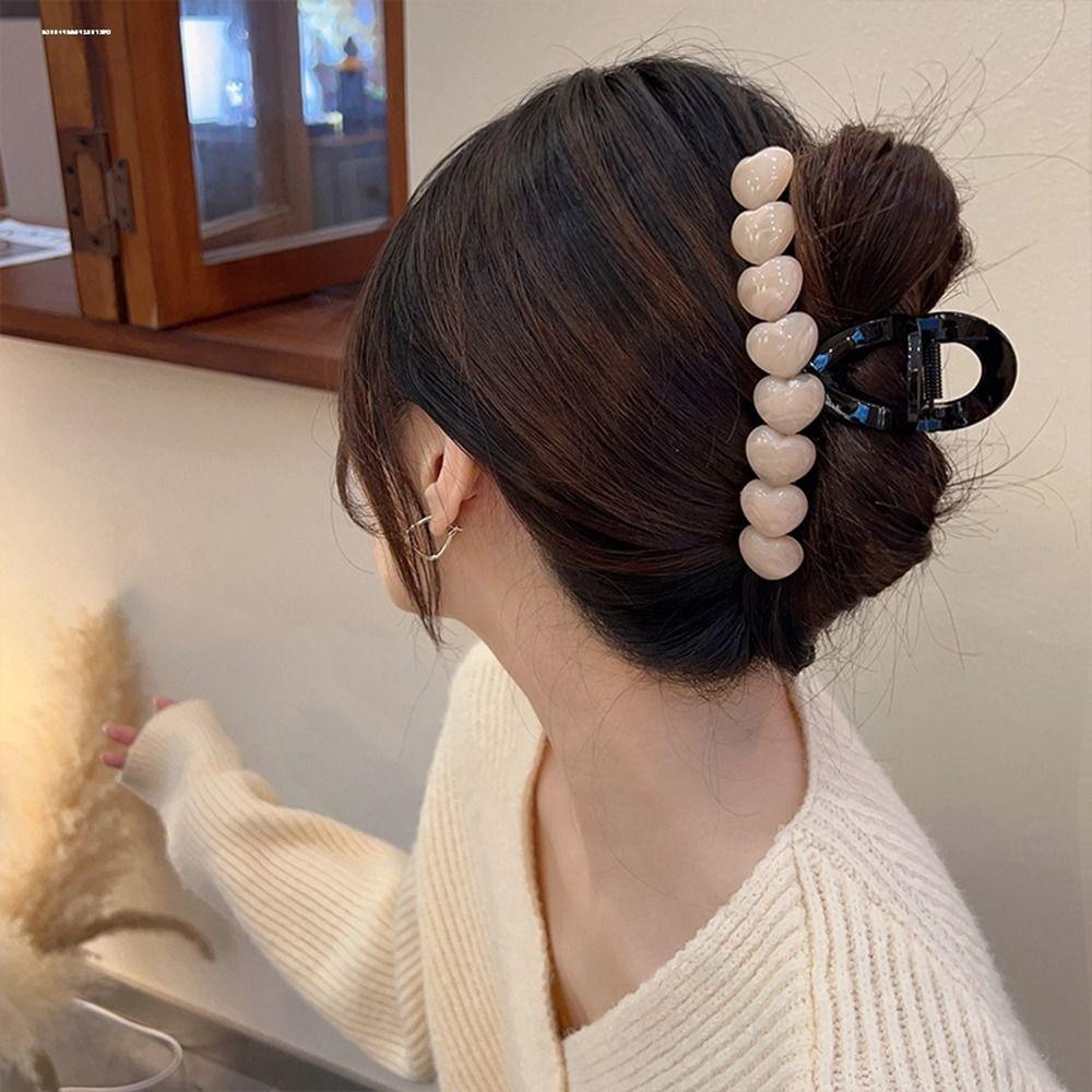 

Геометрическая форма, корейский стиль, головной убор, заколка для волос в форме сердца, женские аксессуары для волос, пластиковый коготь для волос бежевый