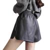 Women's Plus Size Elastic Waist High-Waist PU Leather A-Line Shorts for Autumn/Winter