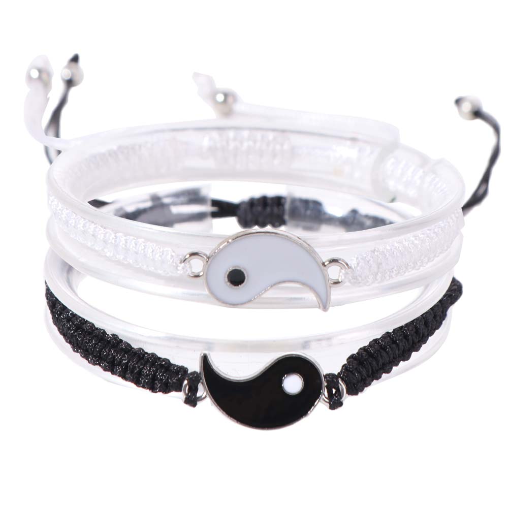 1 Pair Yin and Yang Taichi Bracelets Chinese Style Taichi Hand Rope Men Women