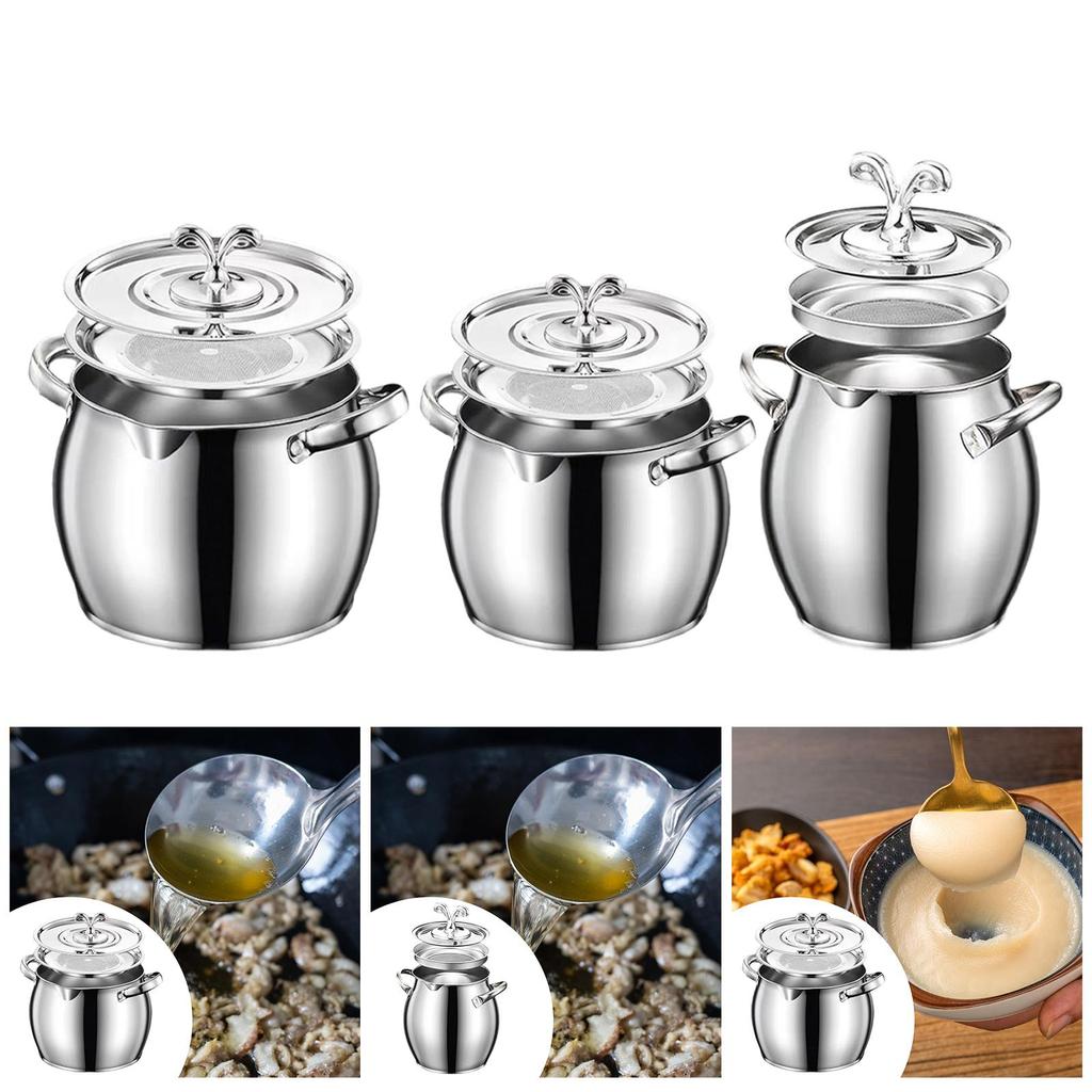 Grease Container Versatile Heat Resistant Grease Can Storage Jar Lard Strainer for Storing Frying Kitchen Camping Cooking