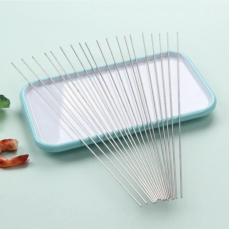 Skewers for Grilling Storage Tube Stainless Steel Barbecue Skewer BBQ Needle Sticks Metal Flat Forks for Kitchen Camping Gadgets