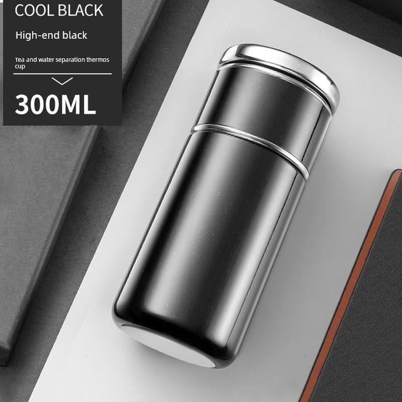 Tea-Water Separation Insulated Water Cup, Creative Portable Mini Tea Maker, Portable Large-Capacity Insulated Cup Direct Supply 300ml Black