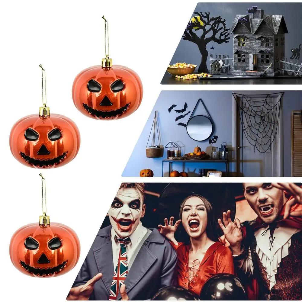 3pcs Spooky Halloween Pumpkin Hangings Ball Plastic Halloween Tree Decorations Ghost Festival