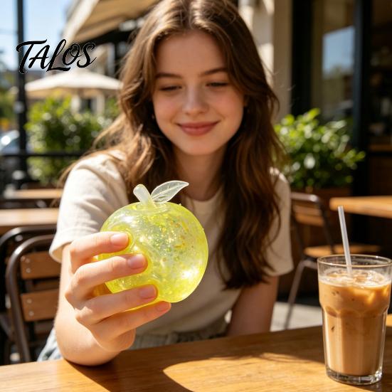 Stress Relief Toys for Adults Kids Maltose Glitter Apple Squeeze Ball, Soft TPR Slow Rising Fidget Creative Birthday Gifts Girls Toy Anxiety
