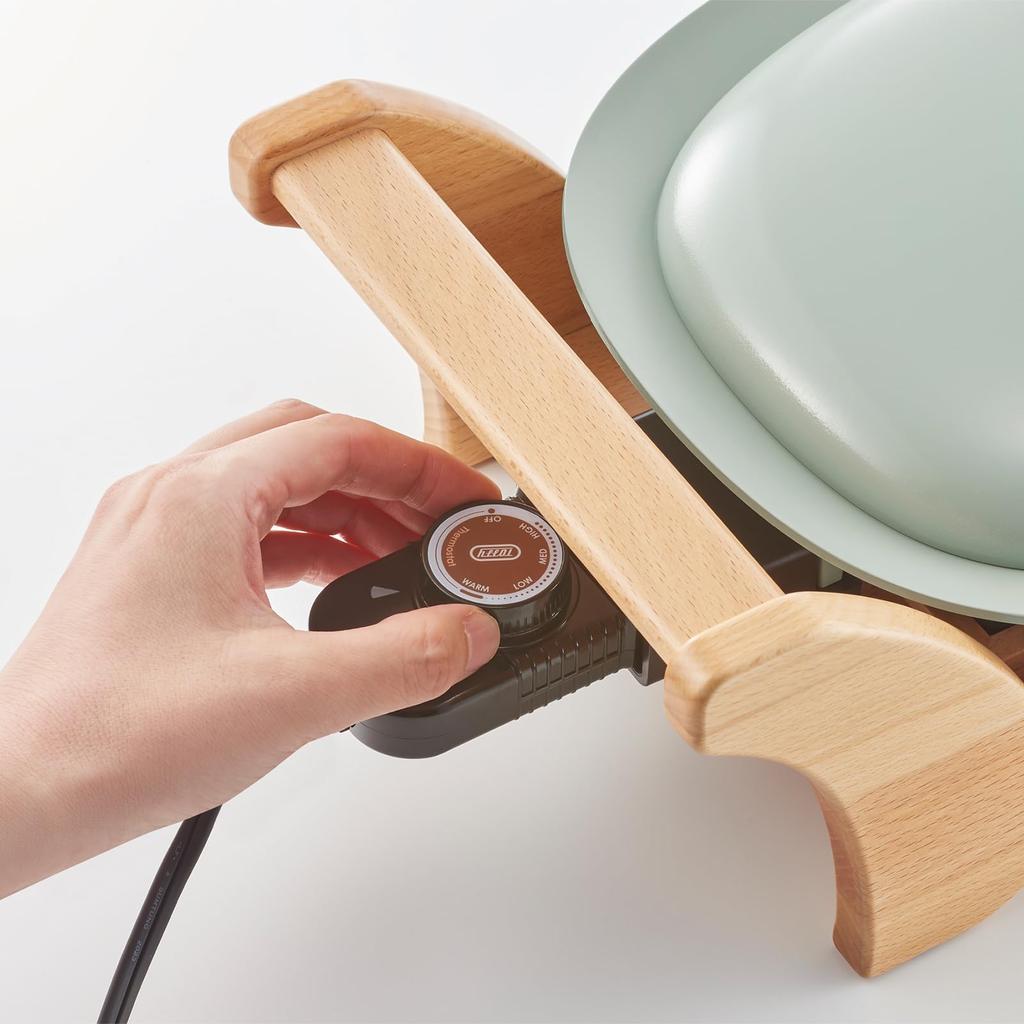 Ovale Grillplatte, Heizung, integrierte Konstruktion, Keramik-Kochplatte, Braten, Echtholz, stilvoll, stilvoll [Toffy] K-GP1 (Blasses Aqua) Backen/Köcheln/Dämpfen/Rühren 230℃