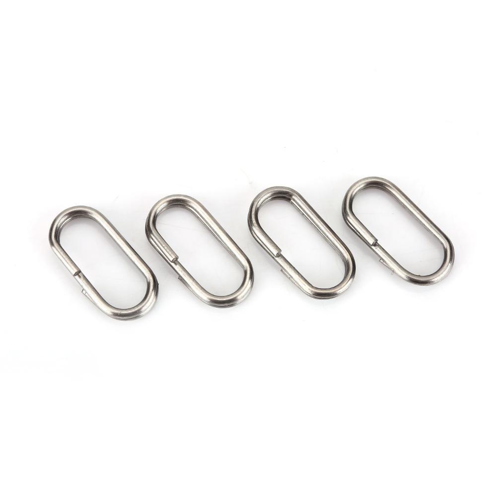 100Pcs Stainless Steel Oval Split Rings Swivel Snap Fishing Tackle Connector(10x19mm)