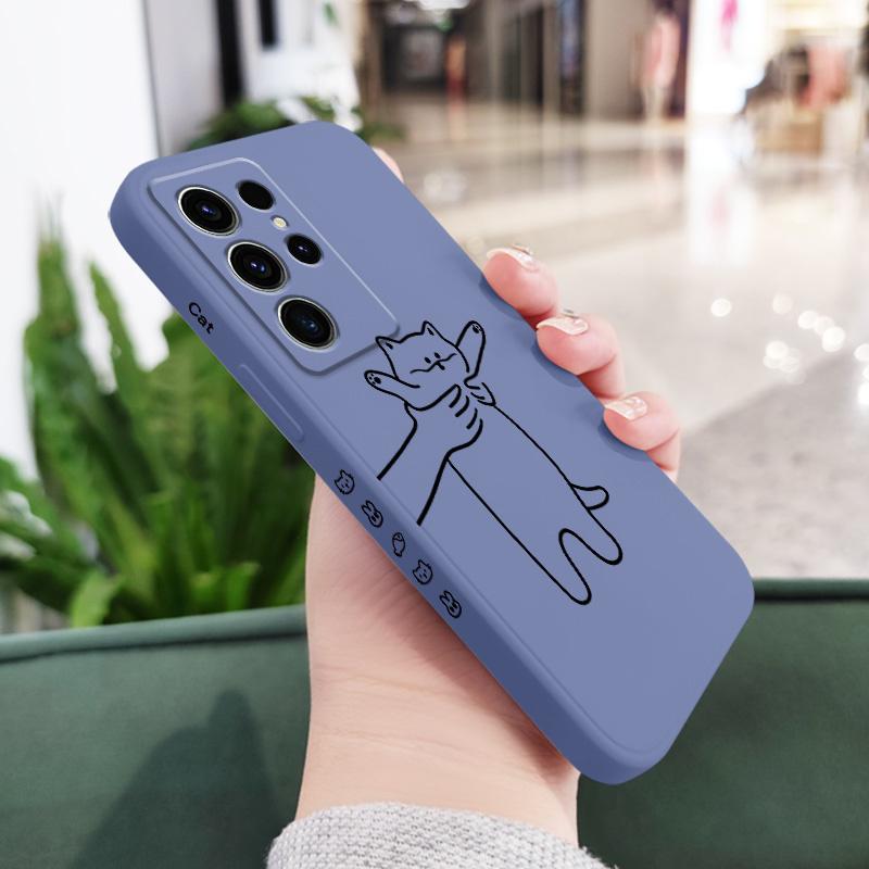 Fidgeting Cat Phone Case For Samsung Galaxy S25 S24 S23 S22 S21 S20 Ultra FE S10 S10E Plus Note 20 Ultra Silicone Cover
