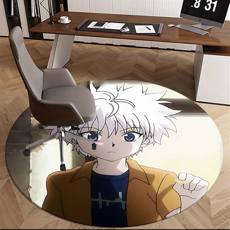 1pc Anime Cartoon Design Round Carpet - Office Chair Mat, Non-Slip Rug for Home Decor, Suitable for All Seasons, Perfect Gift for Anime Lovers.W016