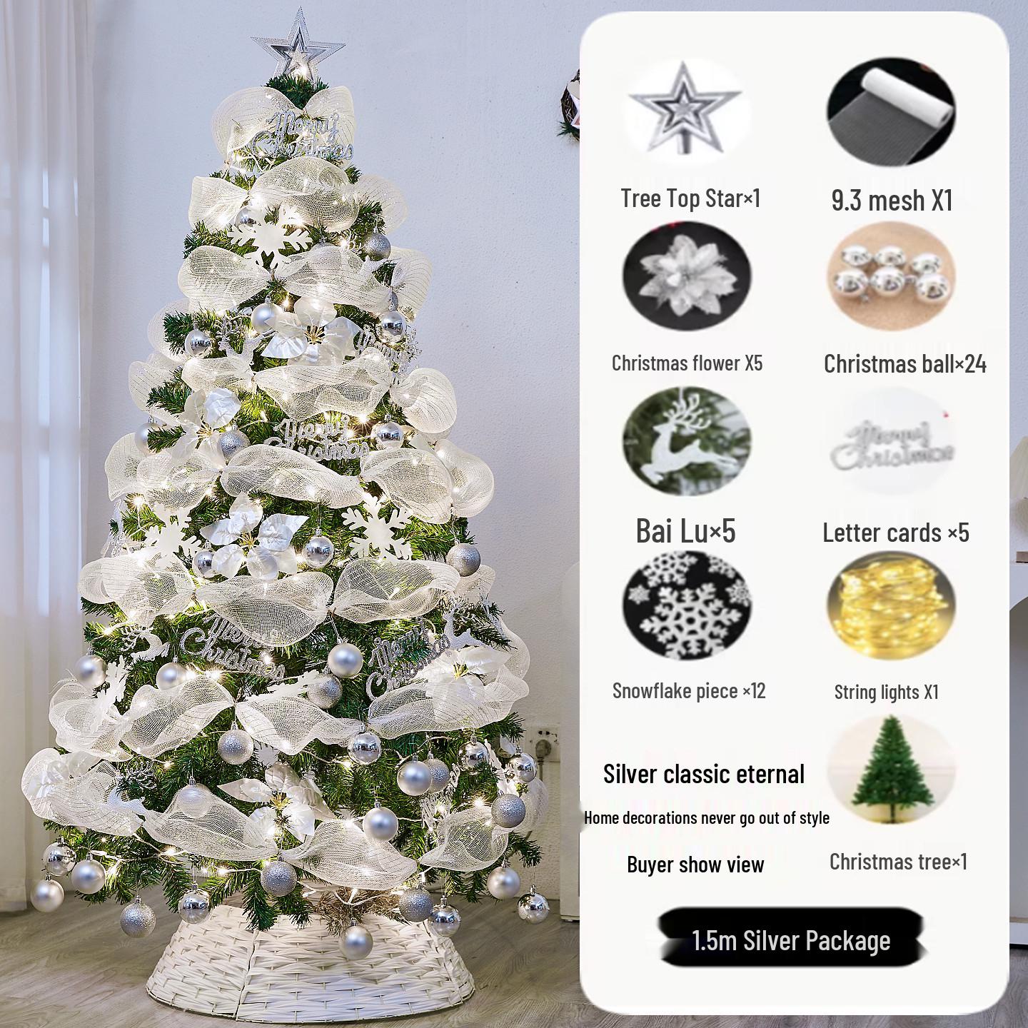 

High-End DIY White Christmas Tree & Gauze Ornament Set for Home