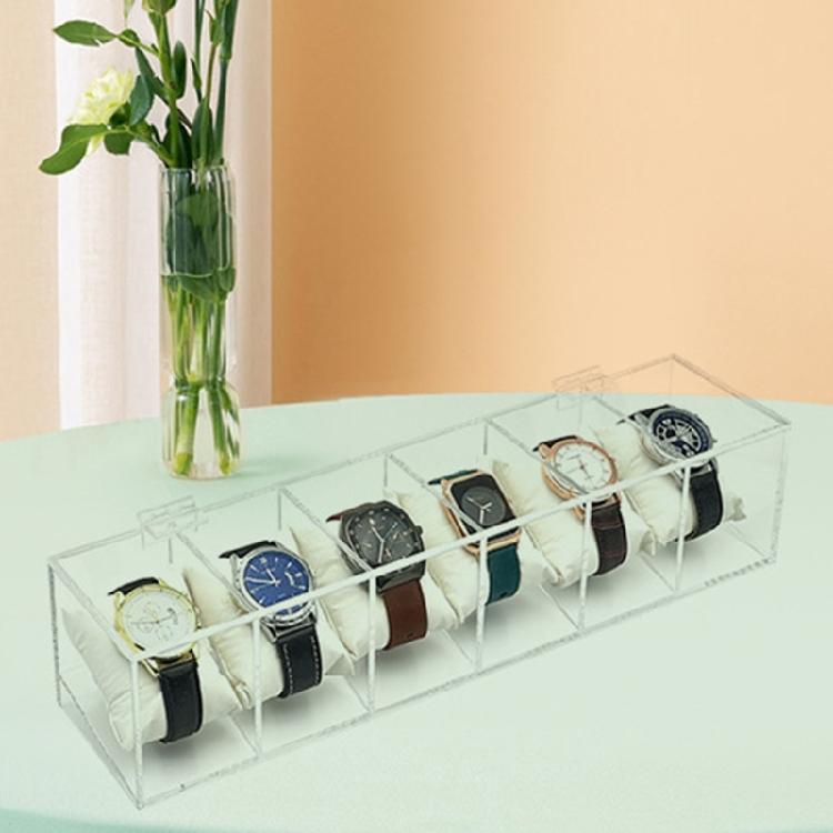 Watch Arrangement Case Transparent Acrylic Watches Box with Protective Pillows Elegant Wristwatch Storage Organizer