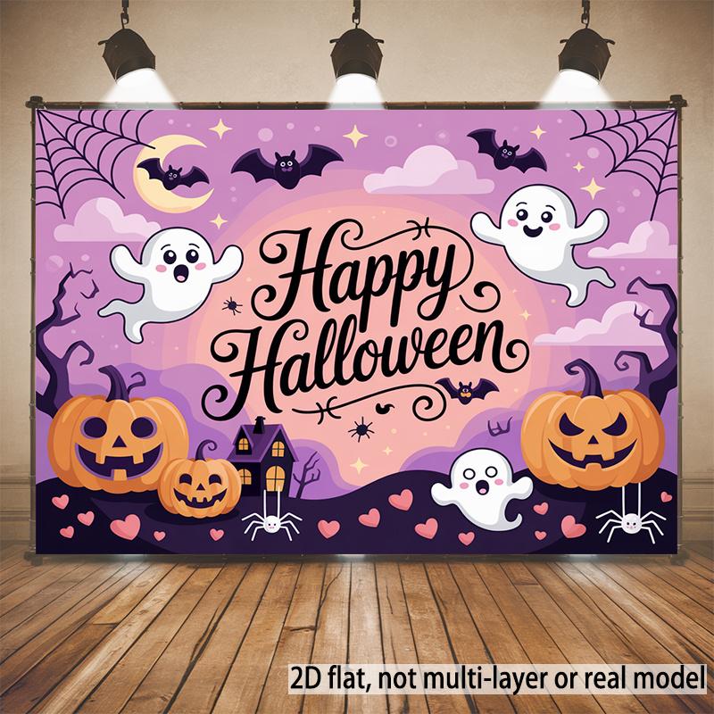 2D flat banner 1 piece Halloween happy illustration background decoration background photo prop