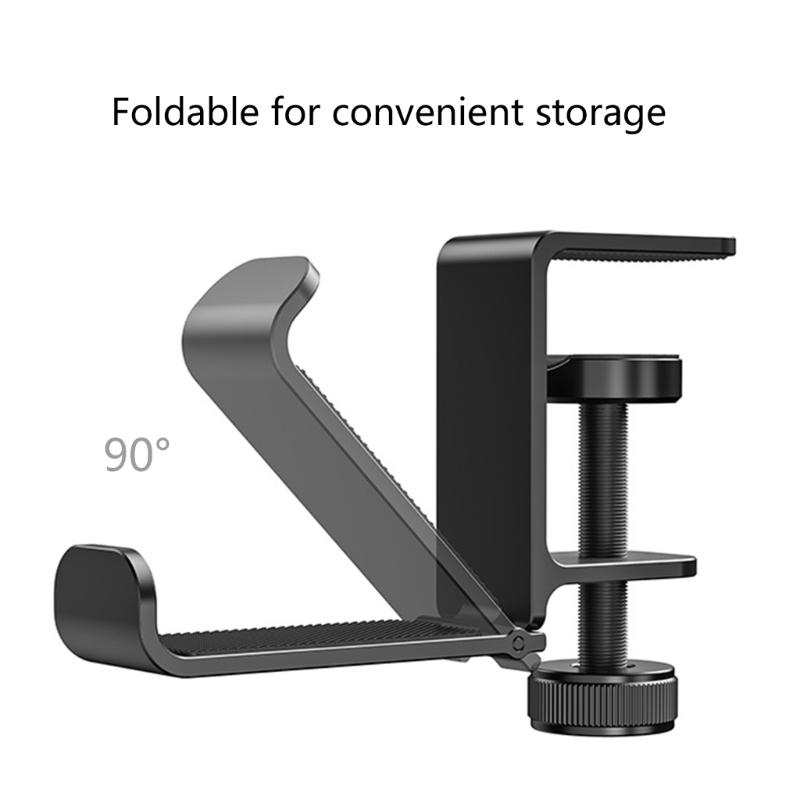Metal Earphone Holder Under Desk Headphone Stand Headset Hanger with Adjustable Clamp Aluminum Hook