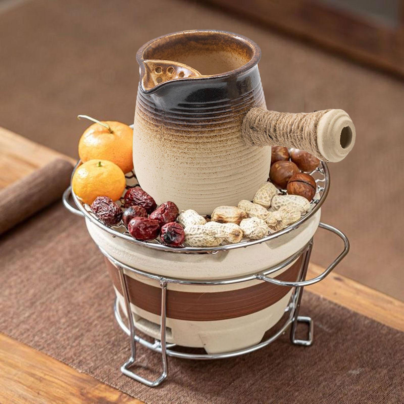 Ceramic Teapot Boiling Water Antique with Anti Scald Rope Handle Tea Infuser for Hotel 490ml
