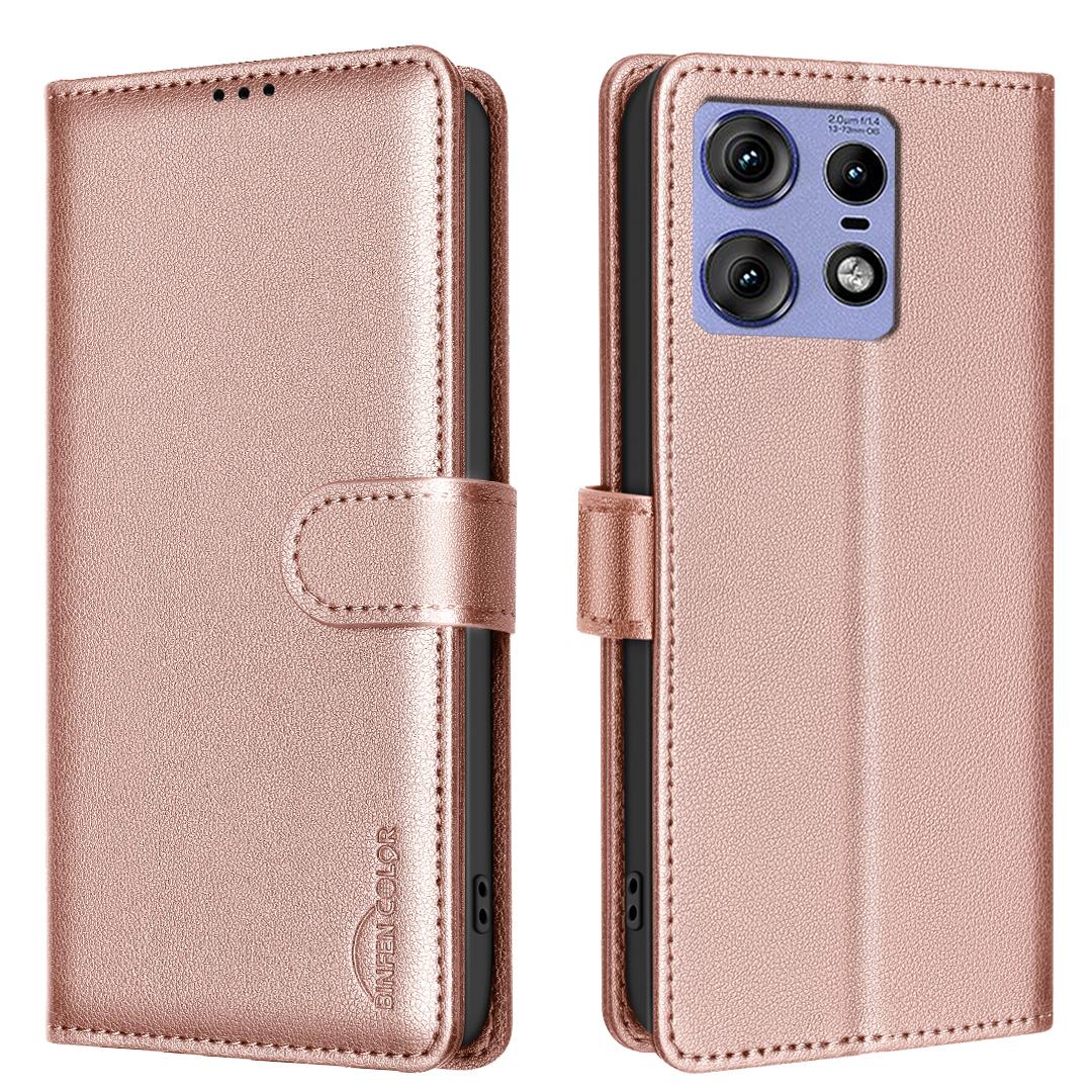 

BINFEN COLOR BF32 For Motorola Edge 50 Pro 5G Shockproof Leather Phone Case Litchi Texture RFID Blocking Wallet Cover C