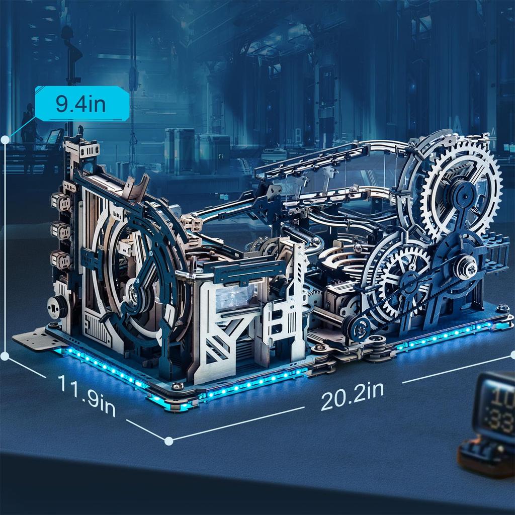 ROKR 3D Electric Marble Run LGC01 LGA01 with Connecting Movable Mechanical Wooden 3D Craft DIY Educational Gift for Christmas Puzzle, & Parts, 3-Piece