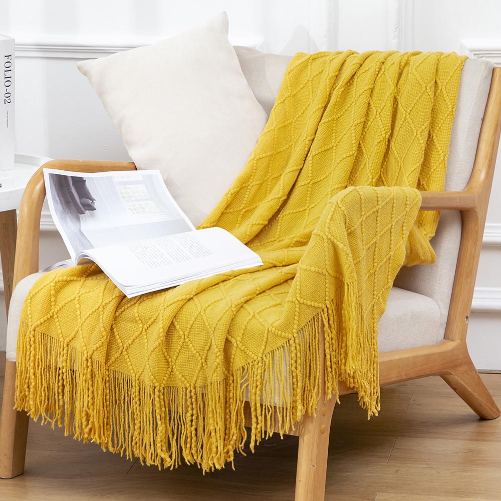 Bohemian Knitted Throw Blanket for Bed, Sofa, or Office Nap