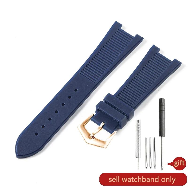 Para Patek Philippe Sport Elegante Serie Nautilus 5711/5712/5980 Correa de Reloj de Silicona Impermeable para Hombre 25x13mm