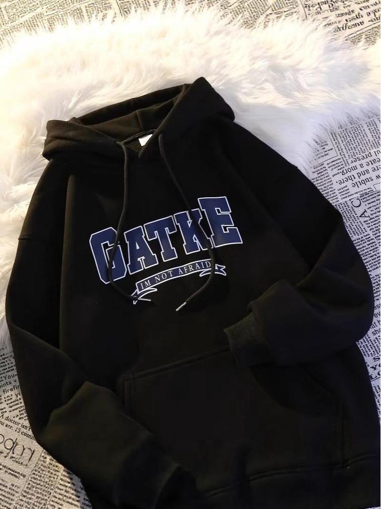 Men's Retro Plus Velvet Oversized Hoodie for Autumn/Winter