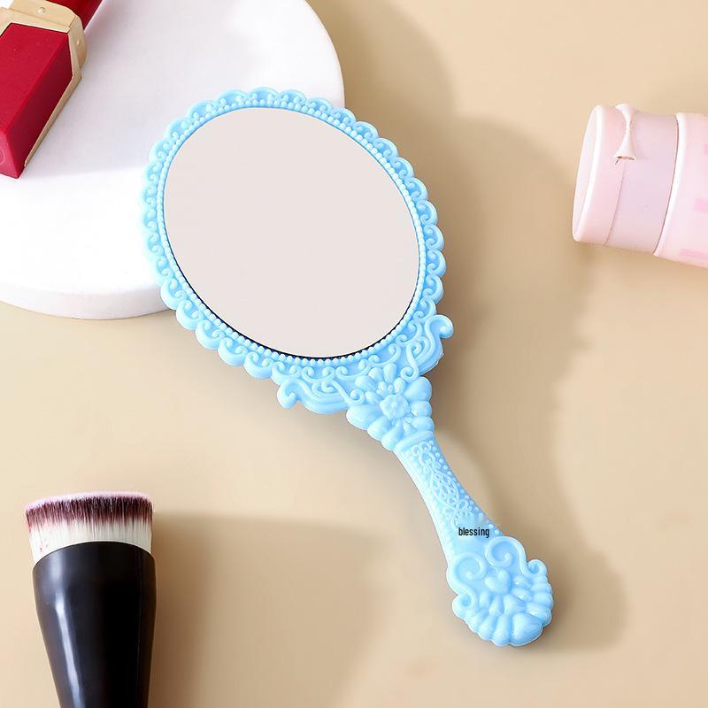 European-Style Irregular Shape Retro Handheld Makeup Mirror with Portable Handle