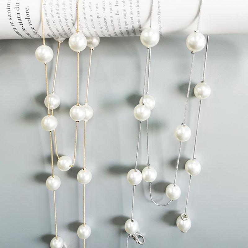 Gold/Silver Adjustable Elegant Simulation Pearl Women's Belt Thin Chain Belt For Ladies Dress Skinny Waistband Decorative Jewelry