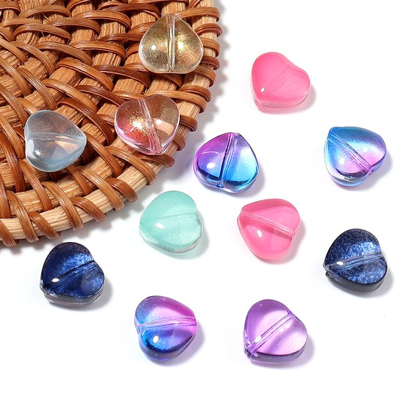 50Pcs/lot Heart Shape Czech Glass Beads Colorful Clear Loose Lampwork Beads for DIY Bracelets Charms Jewelry Making Accessories