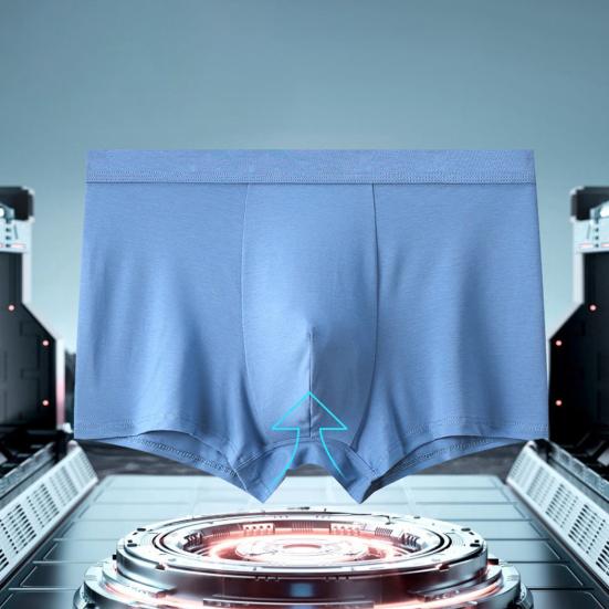 Mens Underwear Moisture Wicking Solid Color Boxers Briefs Summer Cool Breathable Quick-Dry Adults Trunks with Elastic Waistband